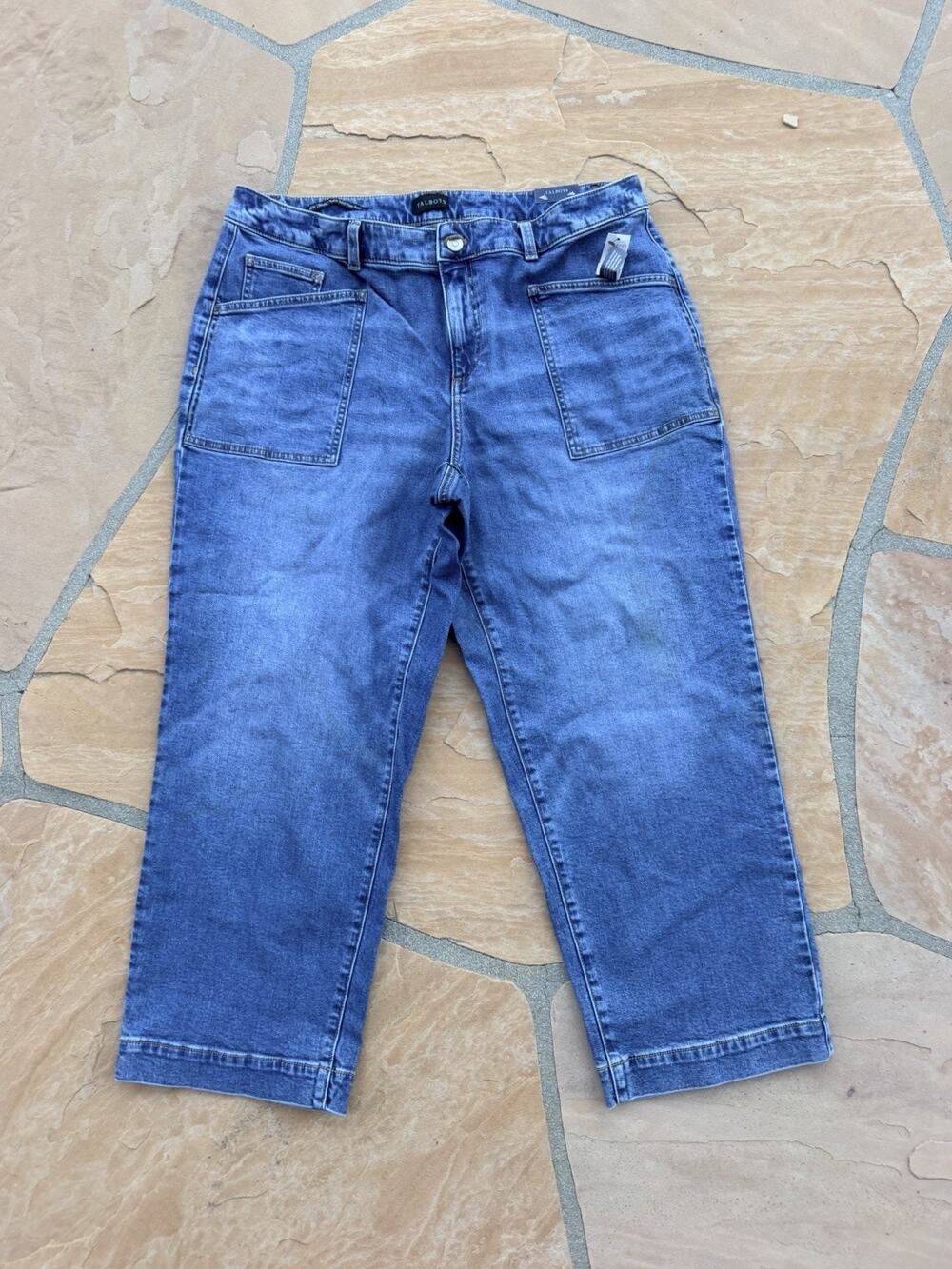 Talbots Straight Ankle Mid Rise Medium Wash Jeans Size 16W NWT
